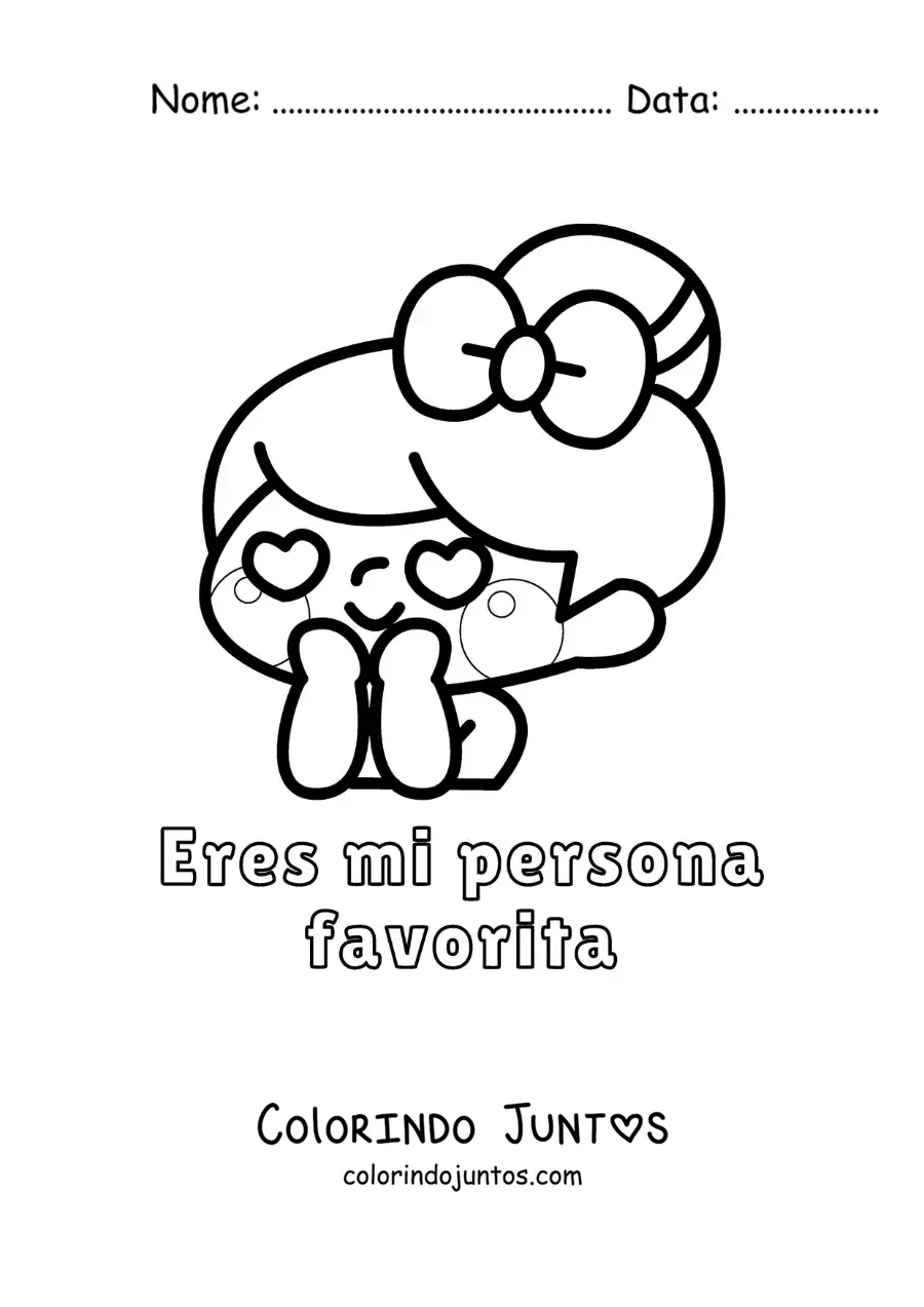 Desenho para colorir de menino apaixonado e a frase você é minha pessoa favorita