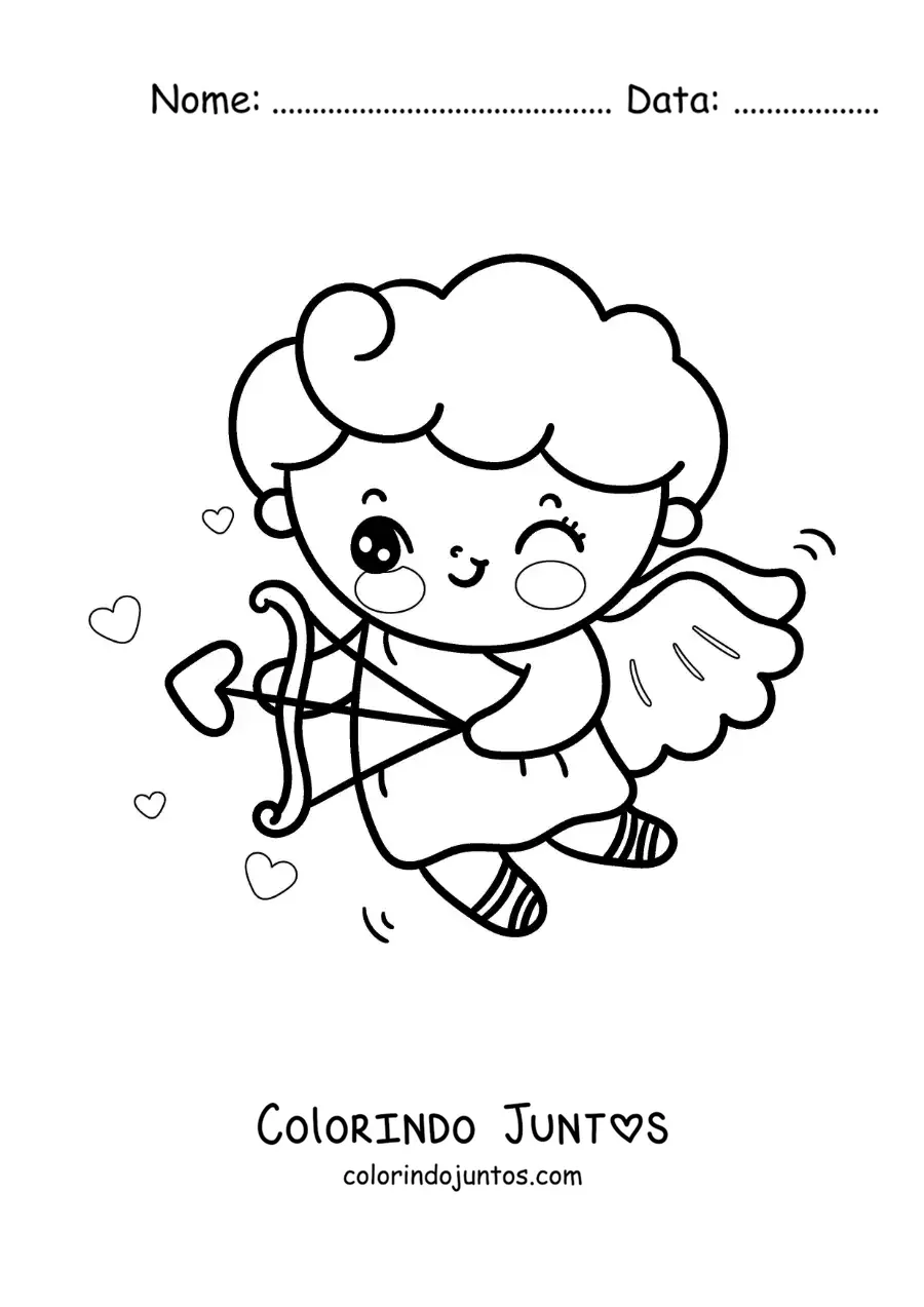 Desenho para colorir de cupido atirando