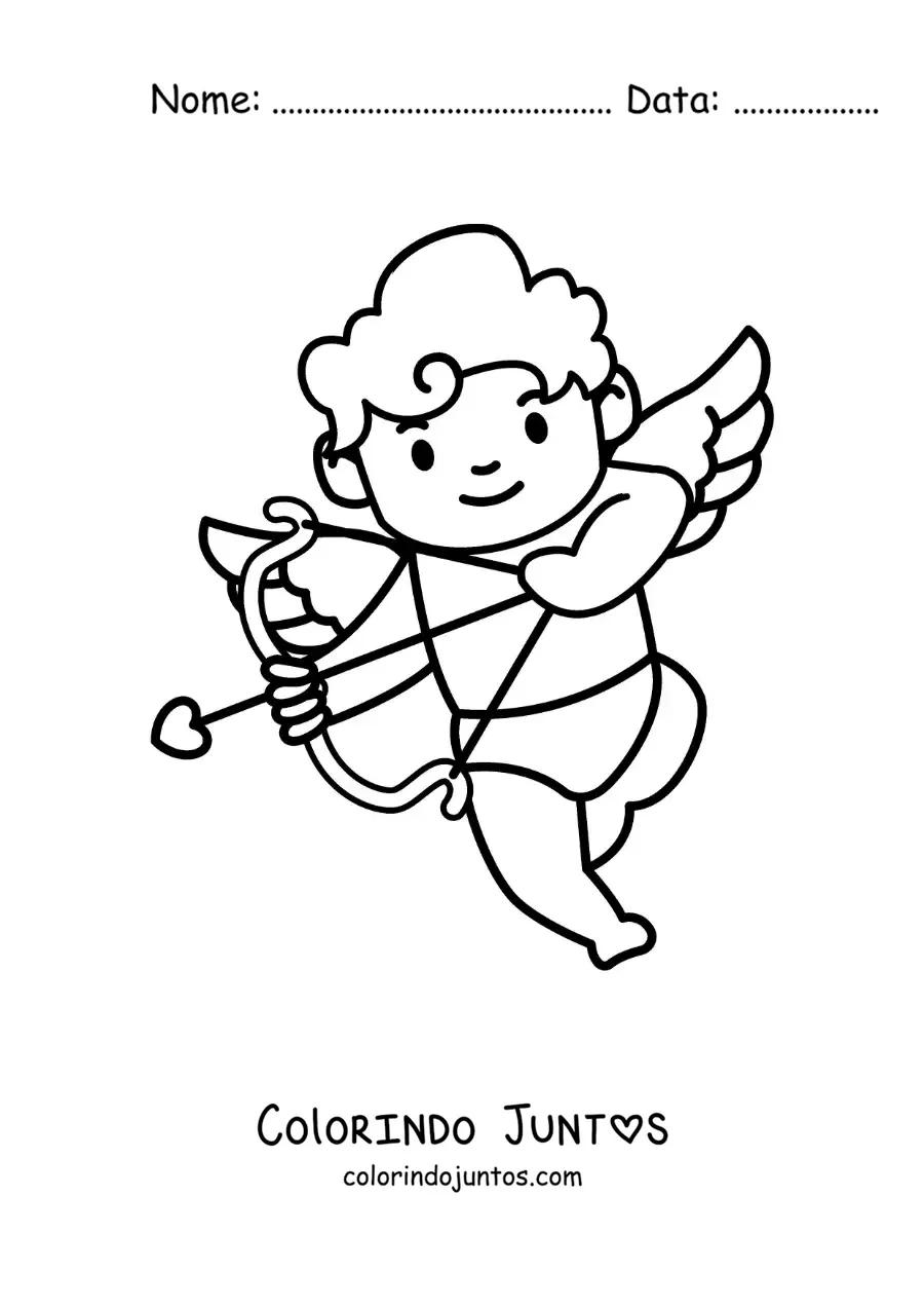 Desenho para colorir de cupido bebê flechando
