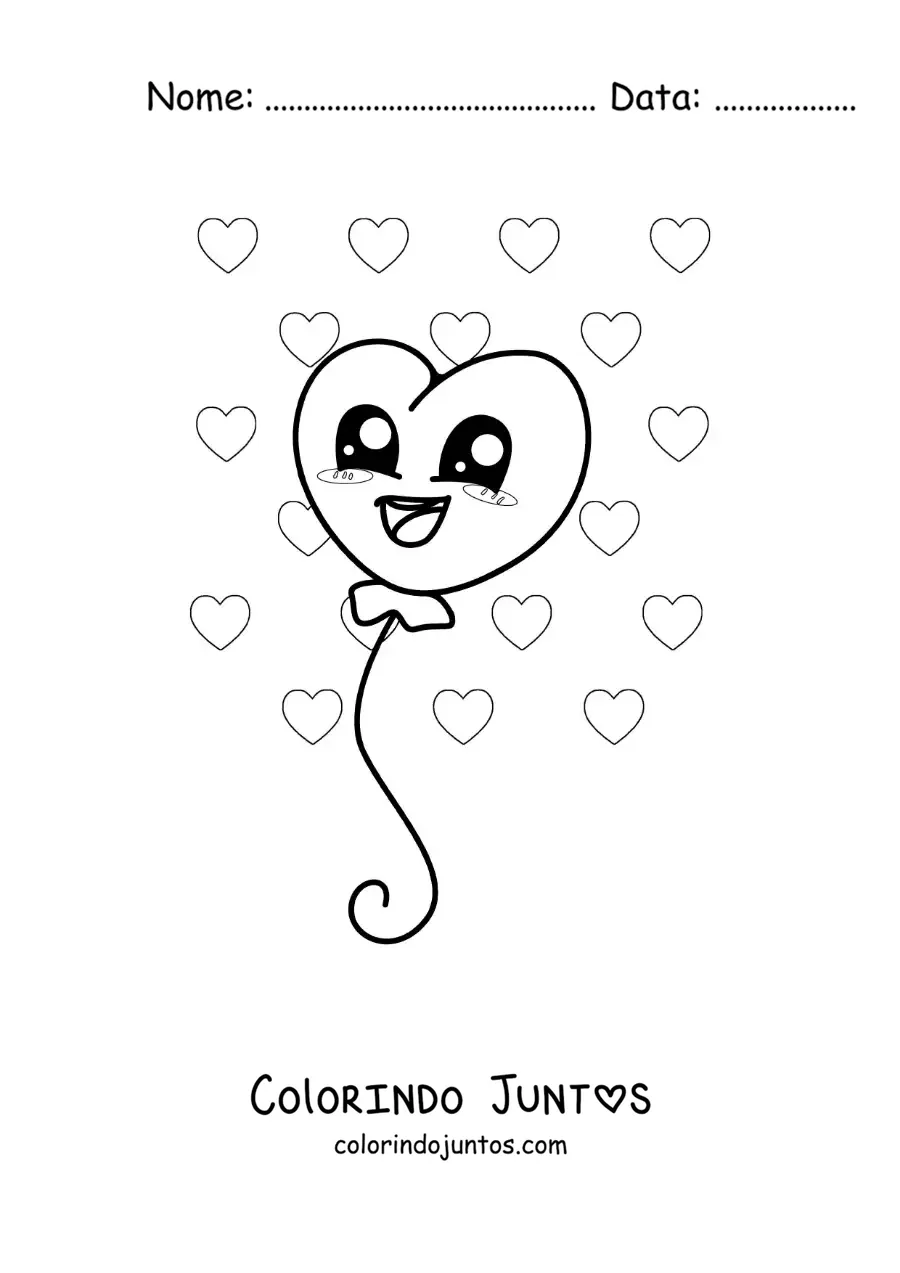 Desenho para colorir de lindo balão de coração animado