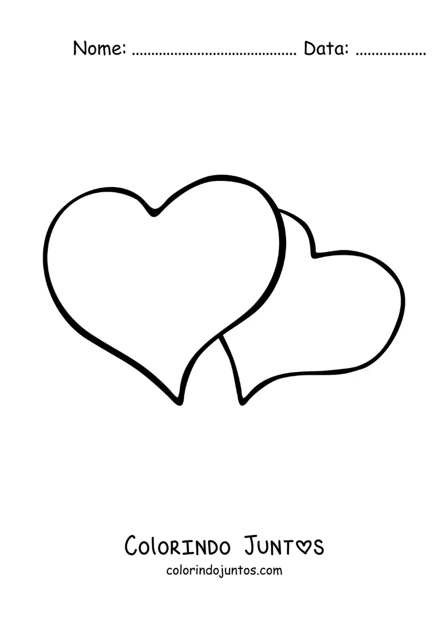 Desenho para colorir de dois corações grandes e bonitos