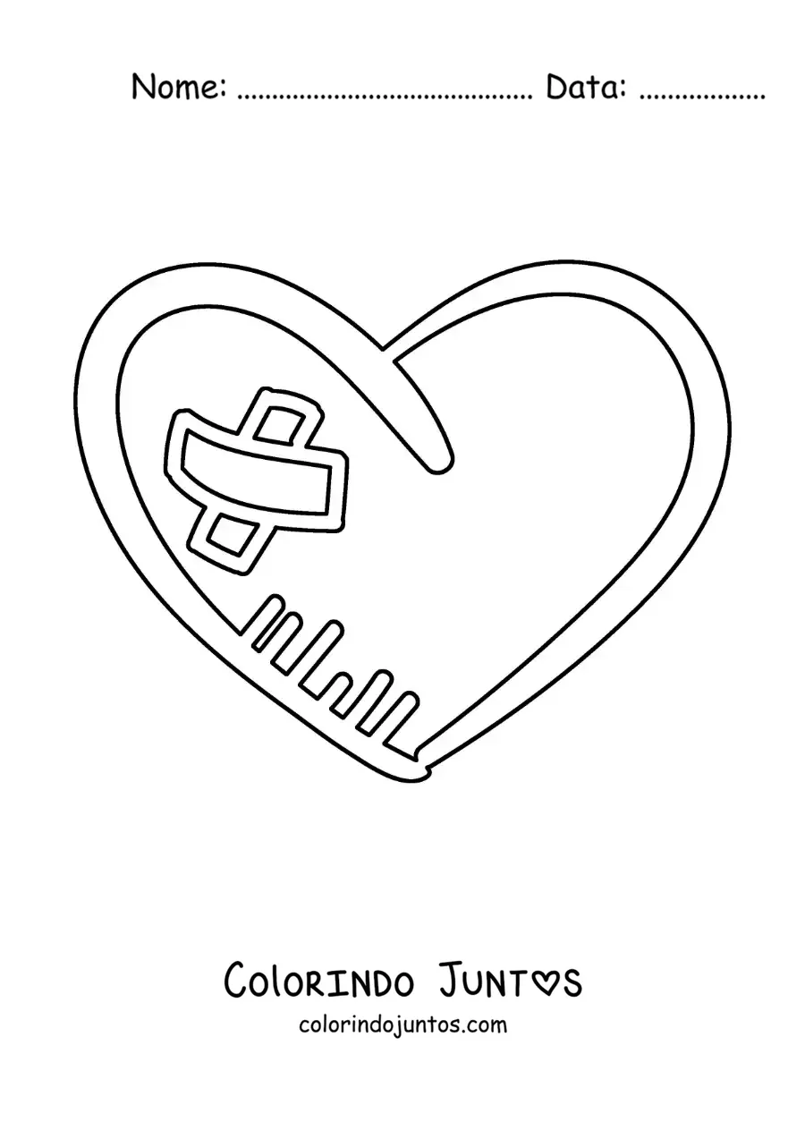 Desenho para colorir de coração ferido