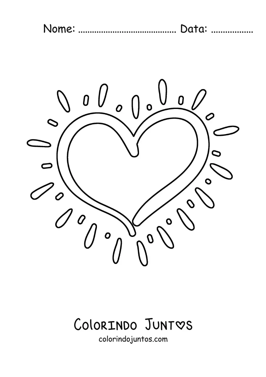 Desenho para colorir de coração batendo