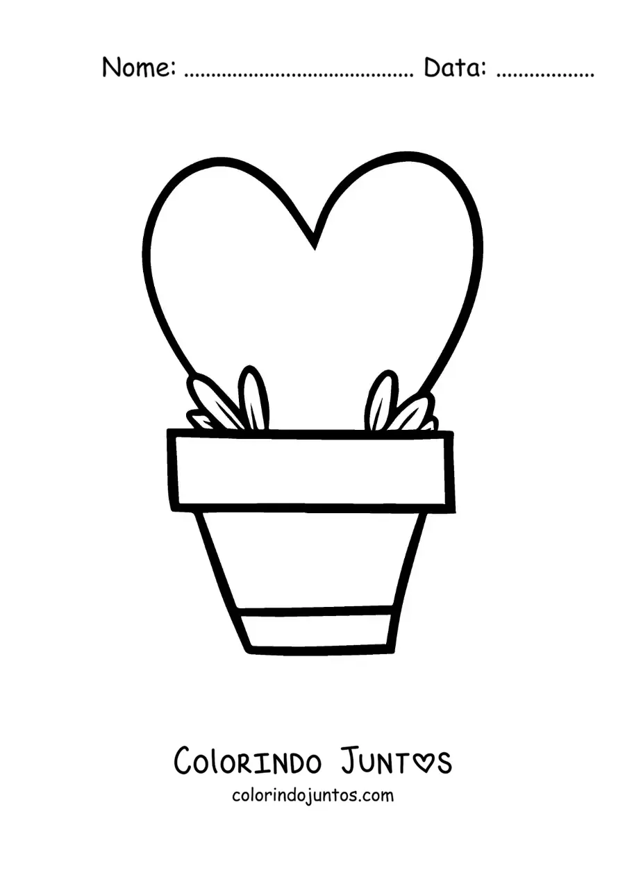 Desenho para colorir de planta em forma de coração