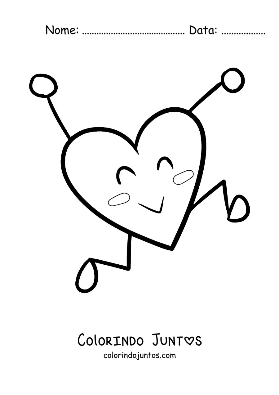 Desenho para colorir de coração animado feliz