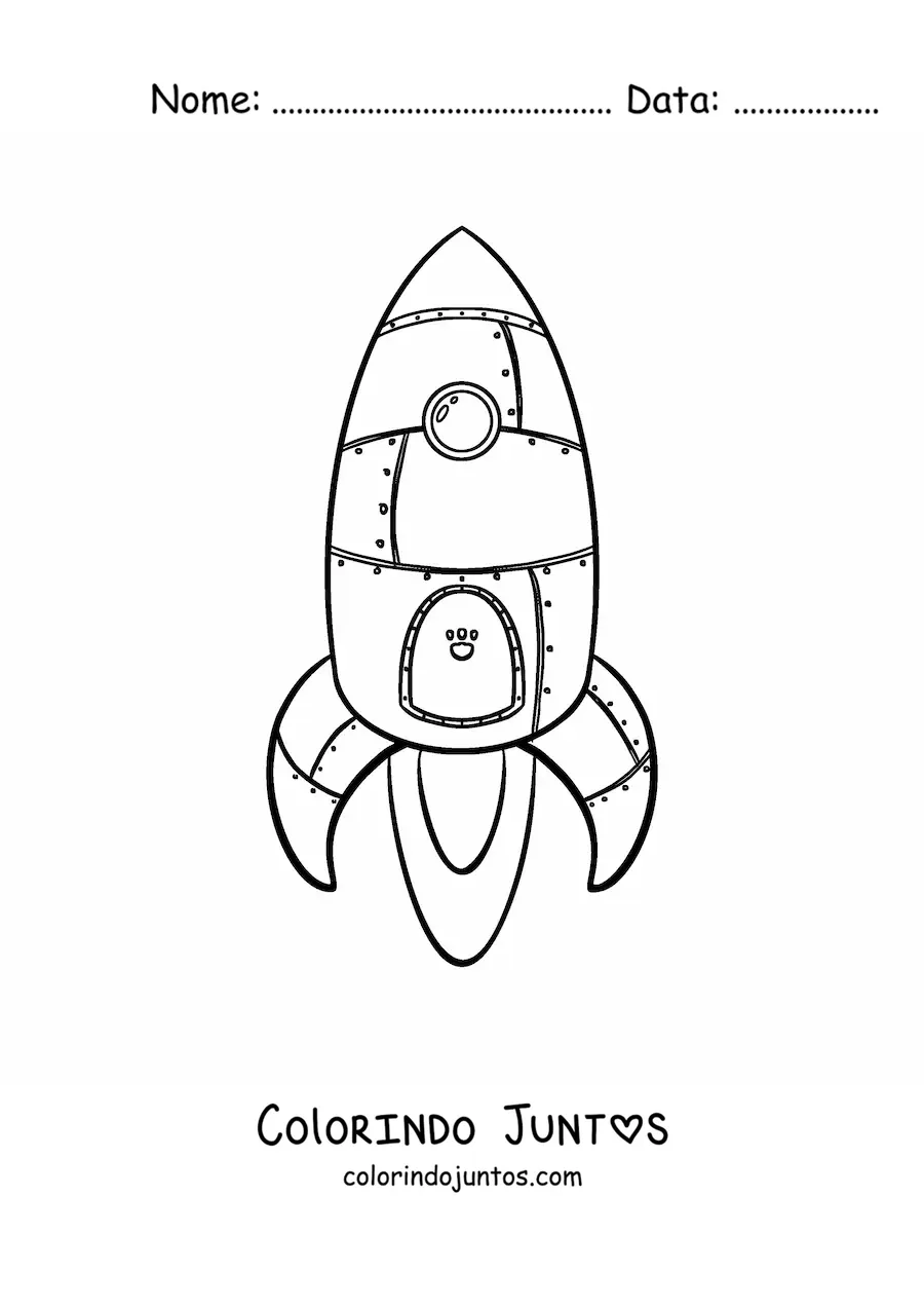 Desenho para colorir de um foguete espacial voando para cima