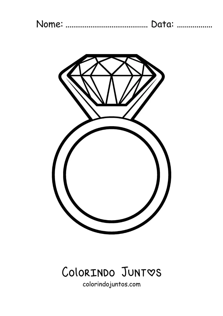 Desenho para colorir de anel de diamante grande