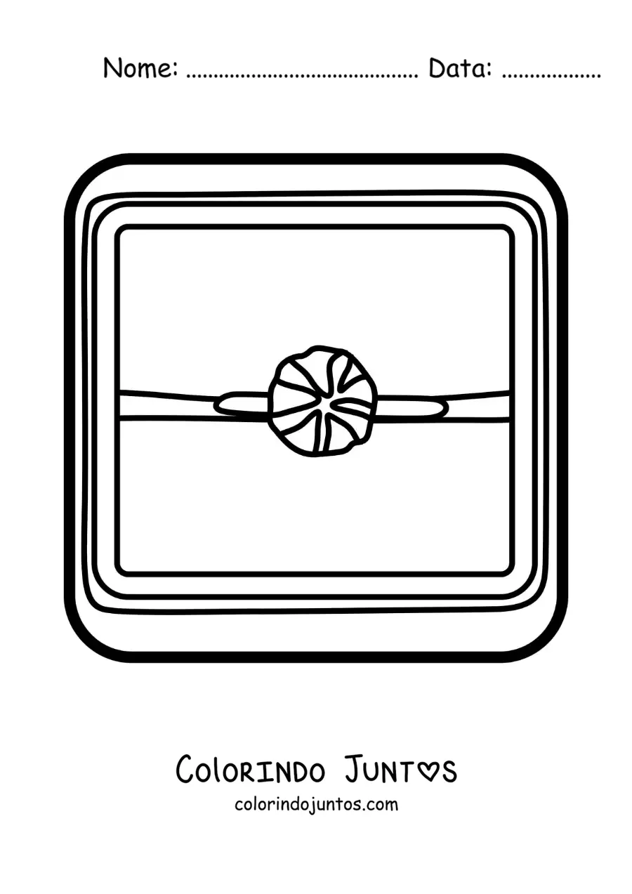 Desenho para colorir de caixa com anel de diamante