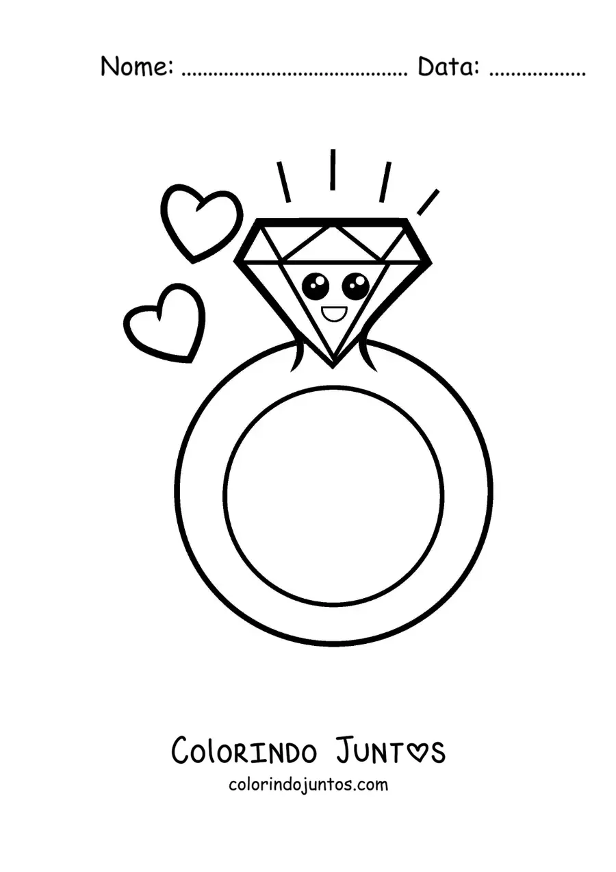 Desenho para colorir de anel de diamante animado