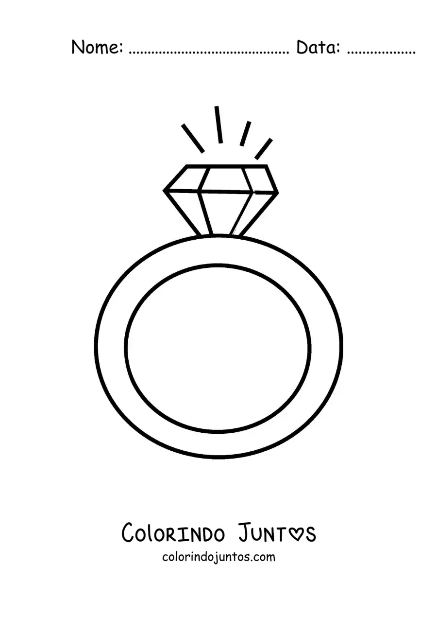 Desenho para colorir de anel de diamante simples