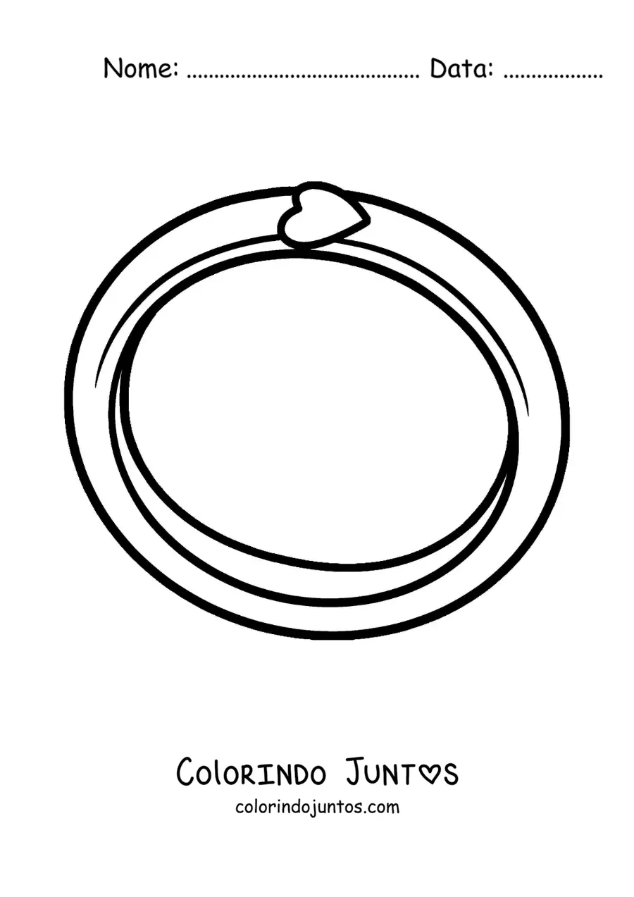 Desenho para colorir de anel com uma pedra em forma de coração