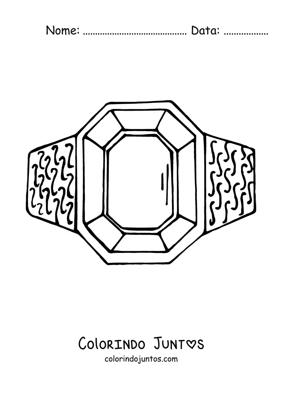 Desenho para colorir de anel com uma pedra preciosa