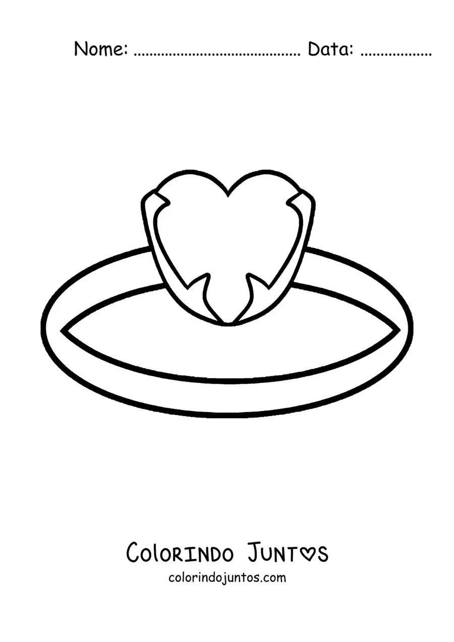 Desenho para colorir de anel de coração grande
