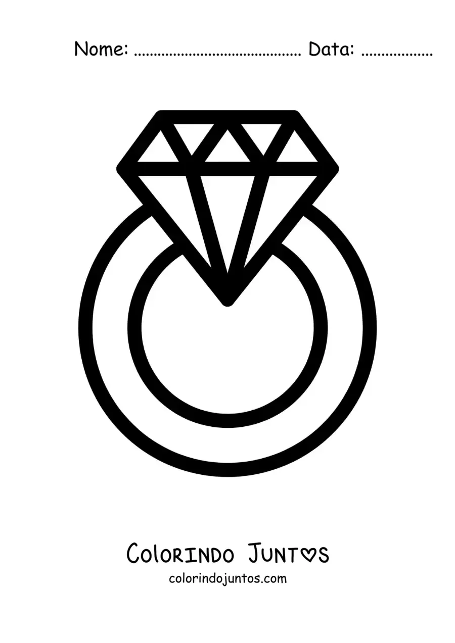 Desenho para colorir de anel de diamante fácil