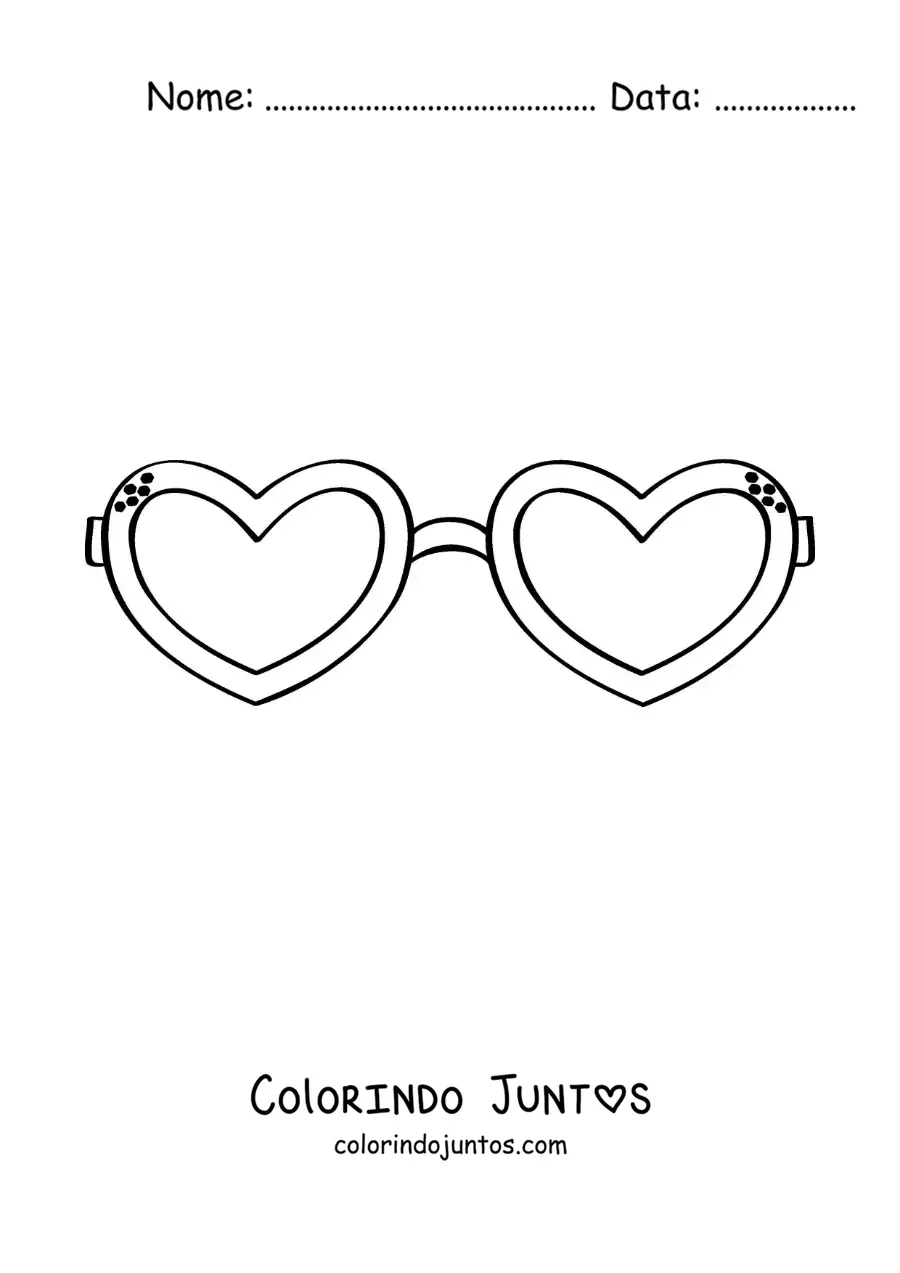 Desenho para colorir de óculos de coração