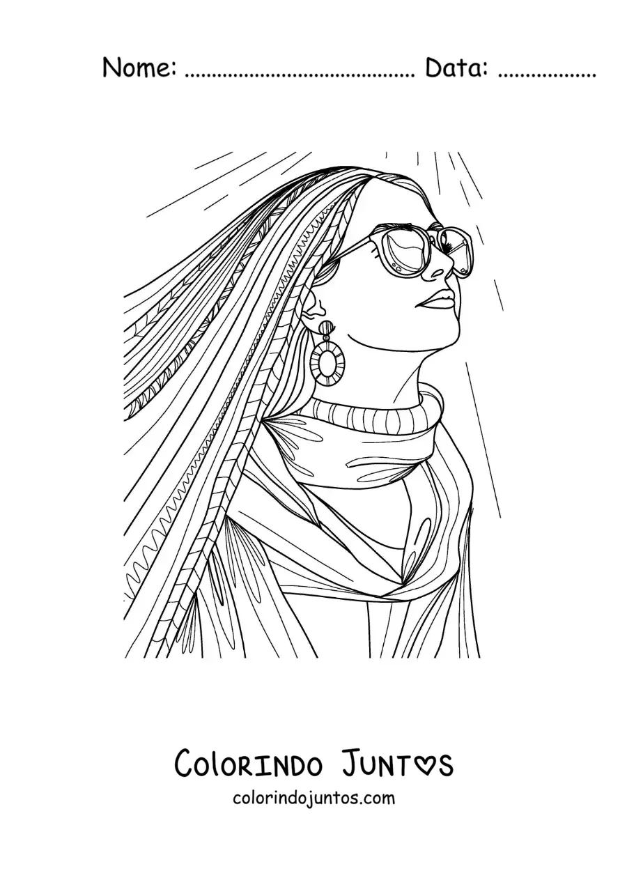 Desenho para colorir de linda garota tumblr de óculos