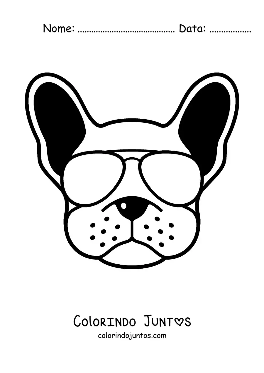 Desenho para colorir de cachorro animado com óculos descolados