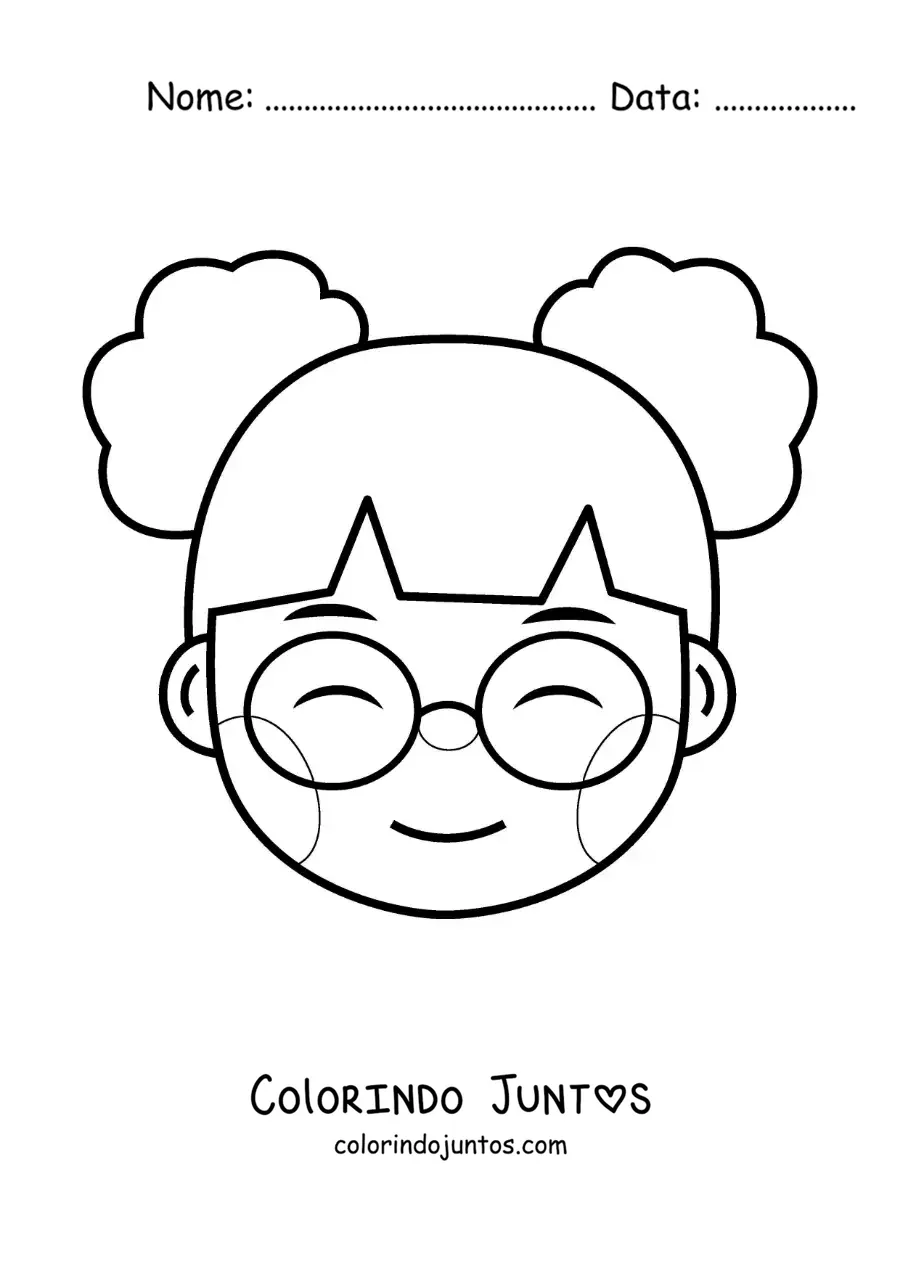 Desenho para colorir de menina animada de óculos