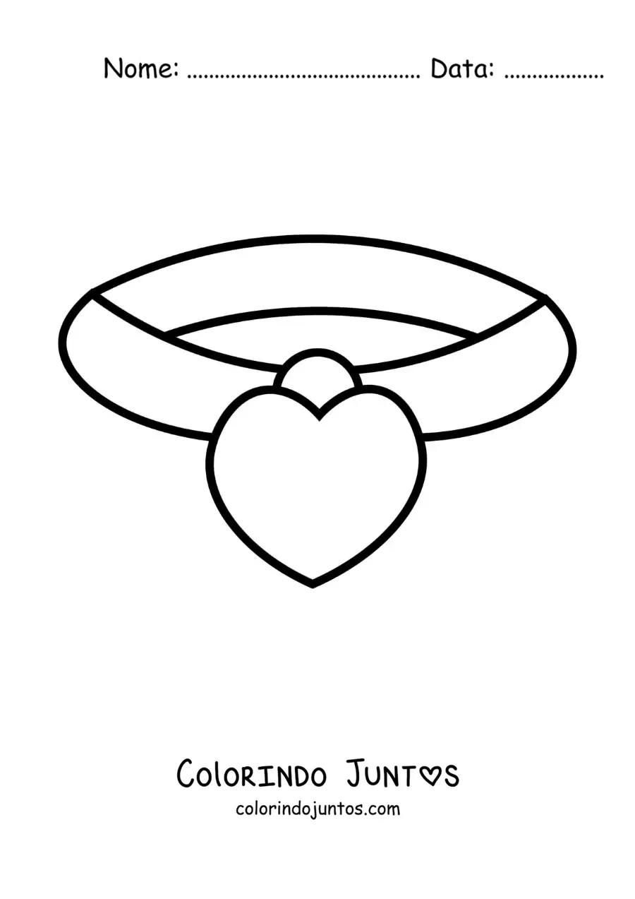 Desenho para colorir de colar de coração