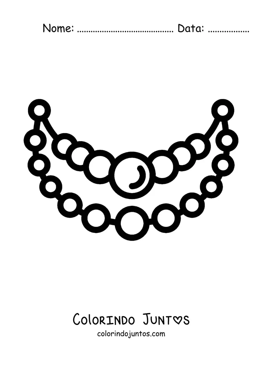 Desenho para colorir de colar de pérolas fácil