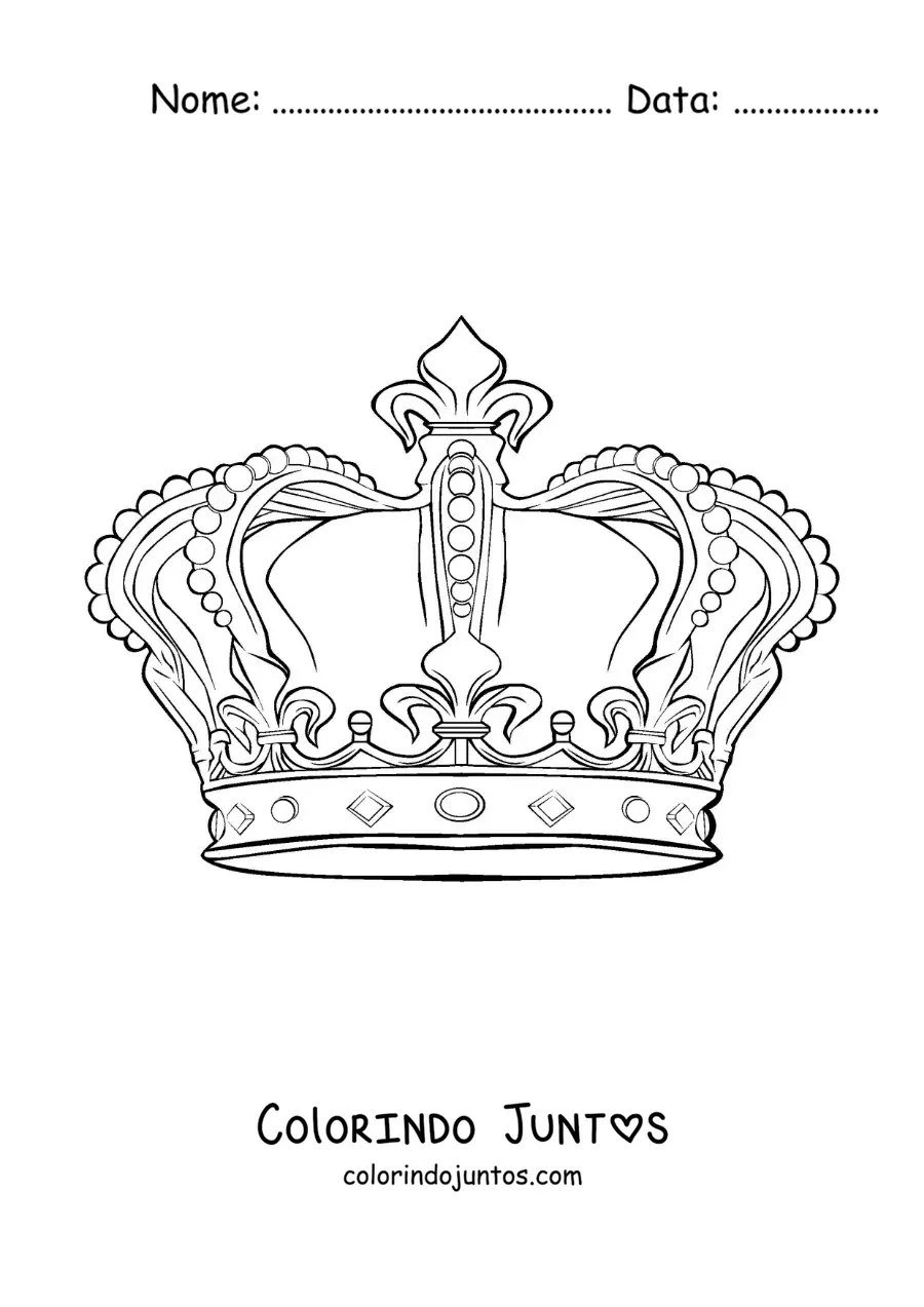 Desenho para colorir de coroa realista de um rei