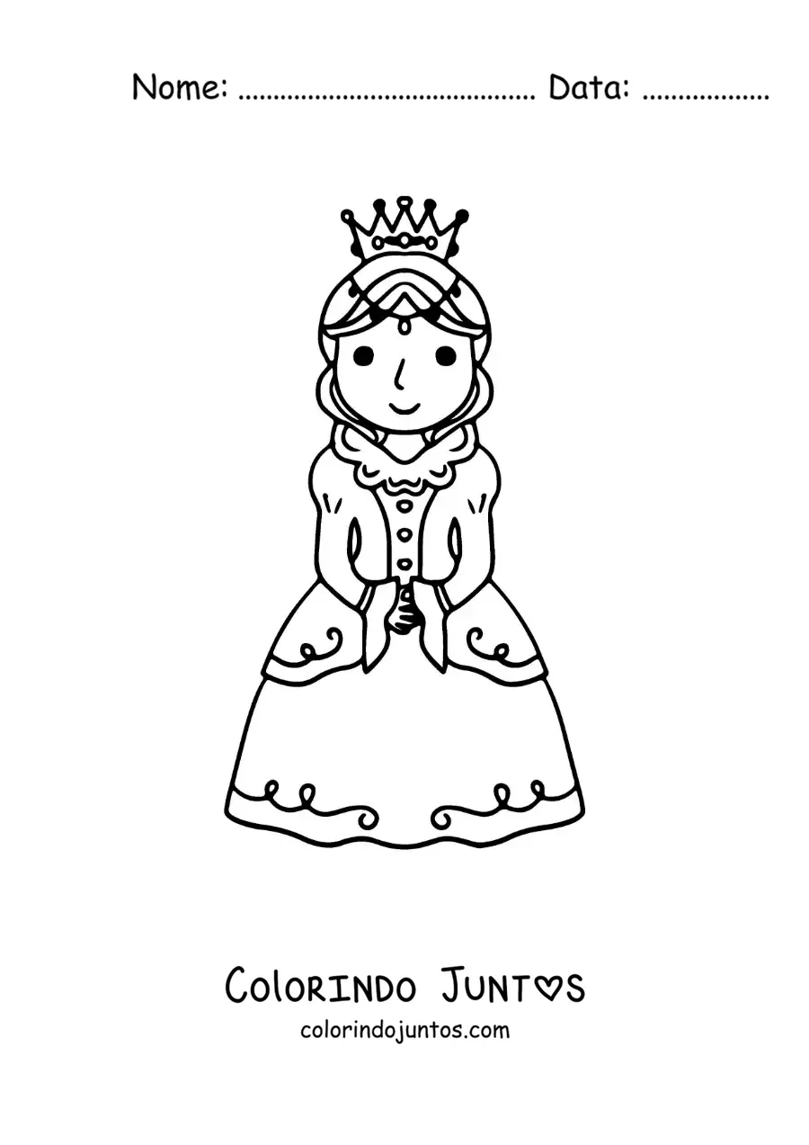 Desenho para colorir de rainha animada com sua coroa