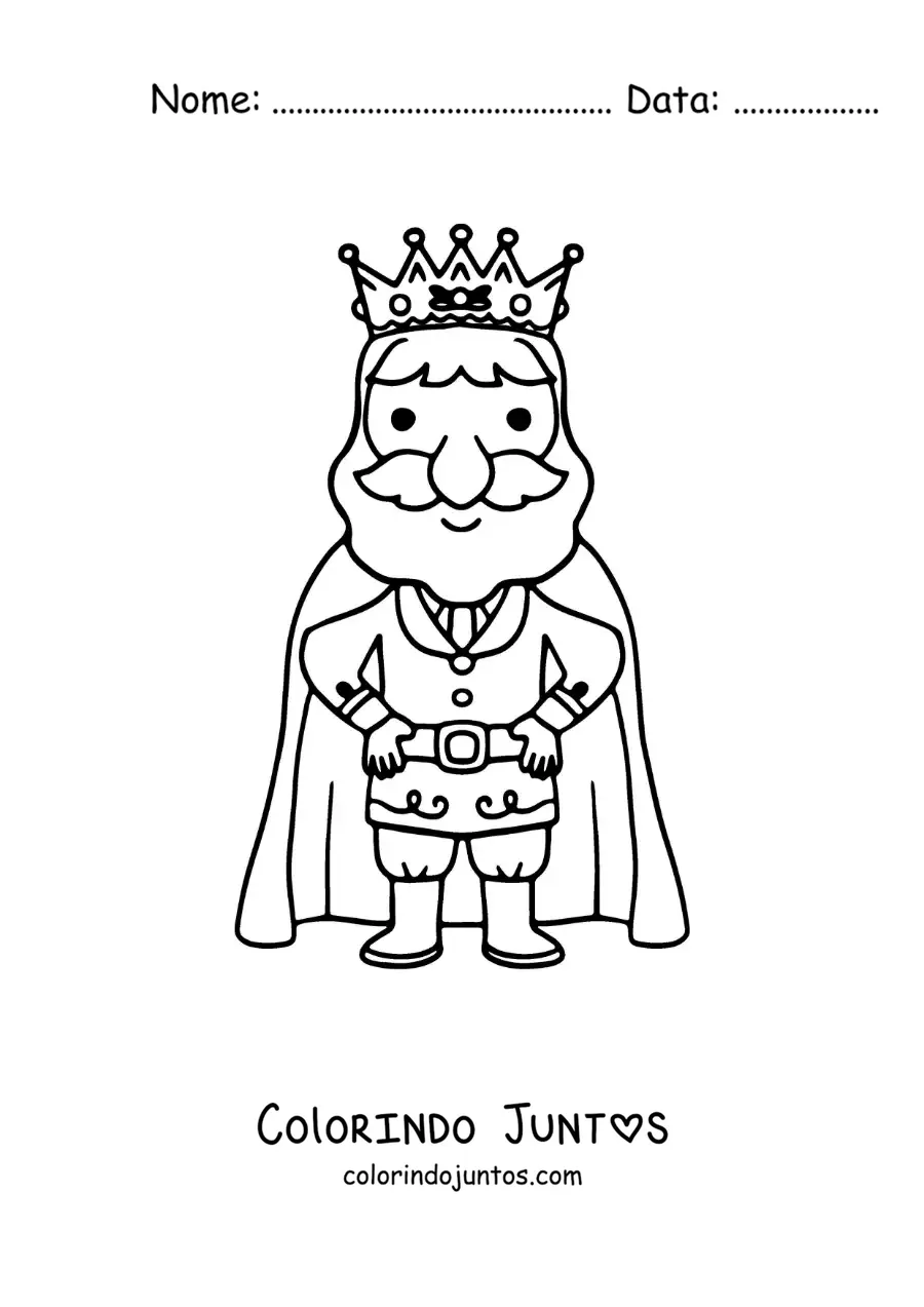 Desenho para colorir de rei animado com sua coroa