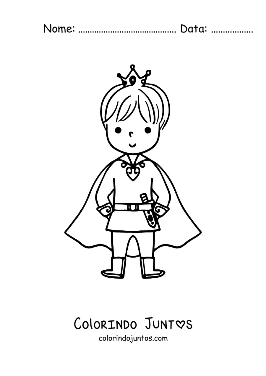 Desenho para colorir de príncipe animado com sua coroa