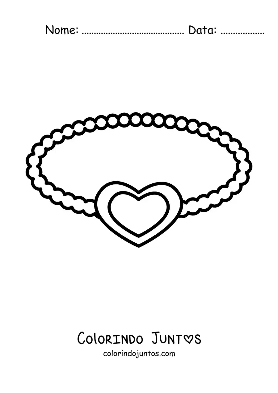 Desenho para colorir de pulseira de coração para amigas