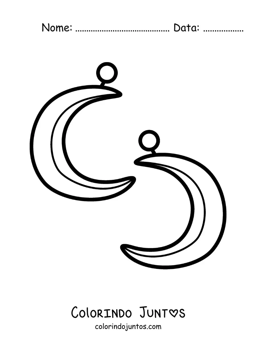 Desenho para colorir de brincos de lua