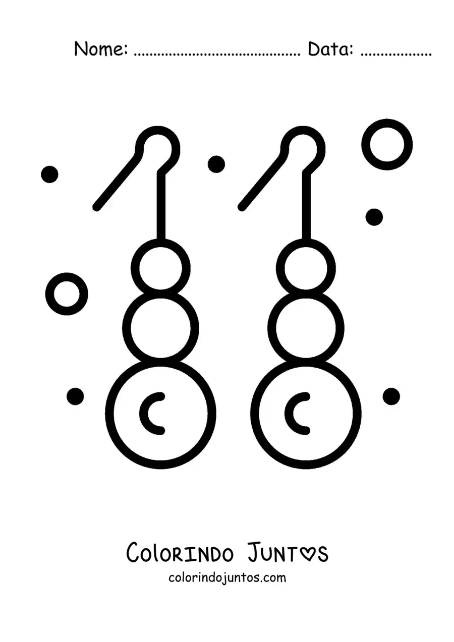 Desenho para colorir de brincos de pérola