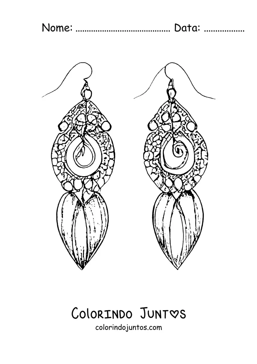 Desenho para colorir de brincos artesanais