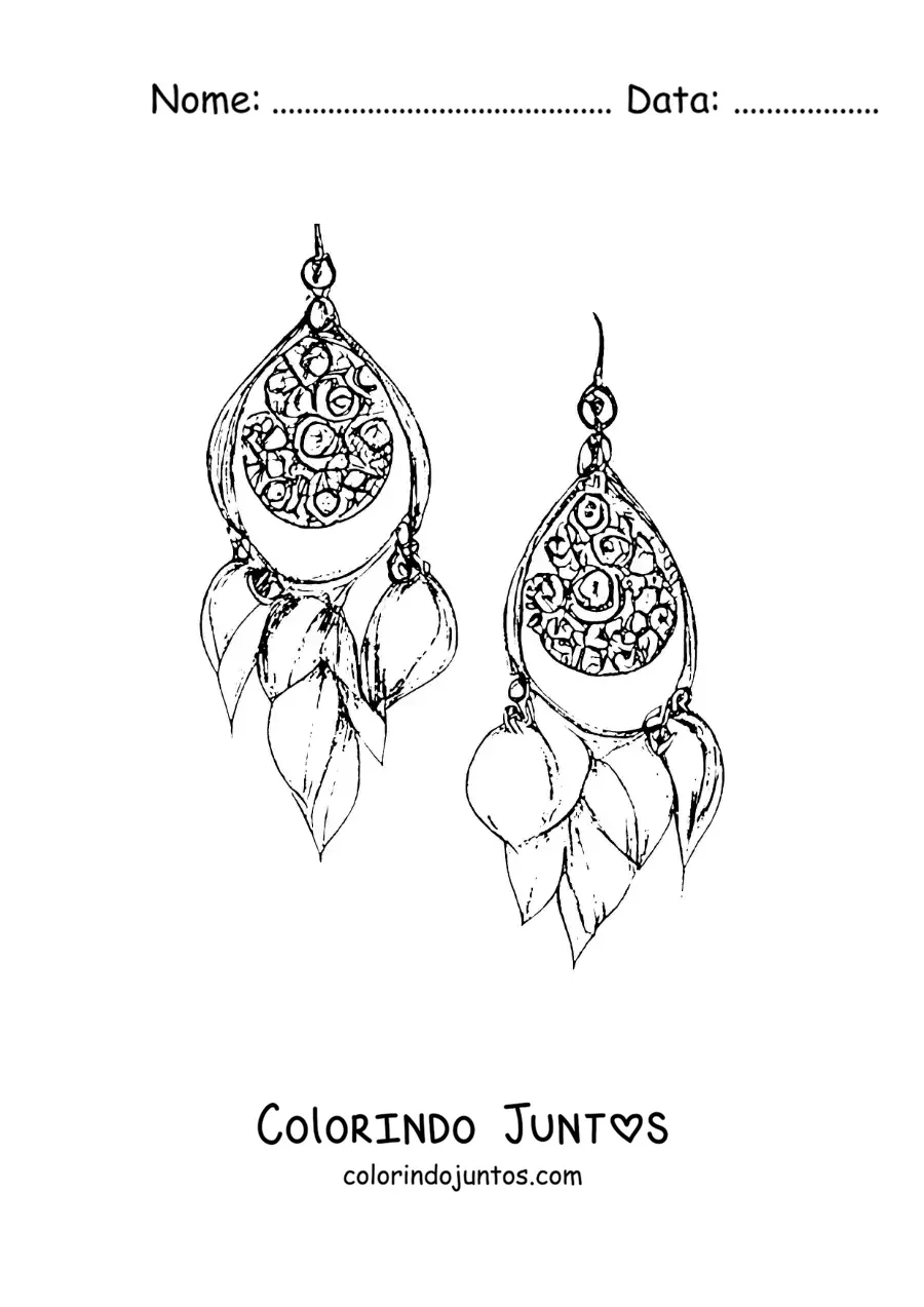 Desenho para colorir de brincos artesanais