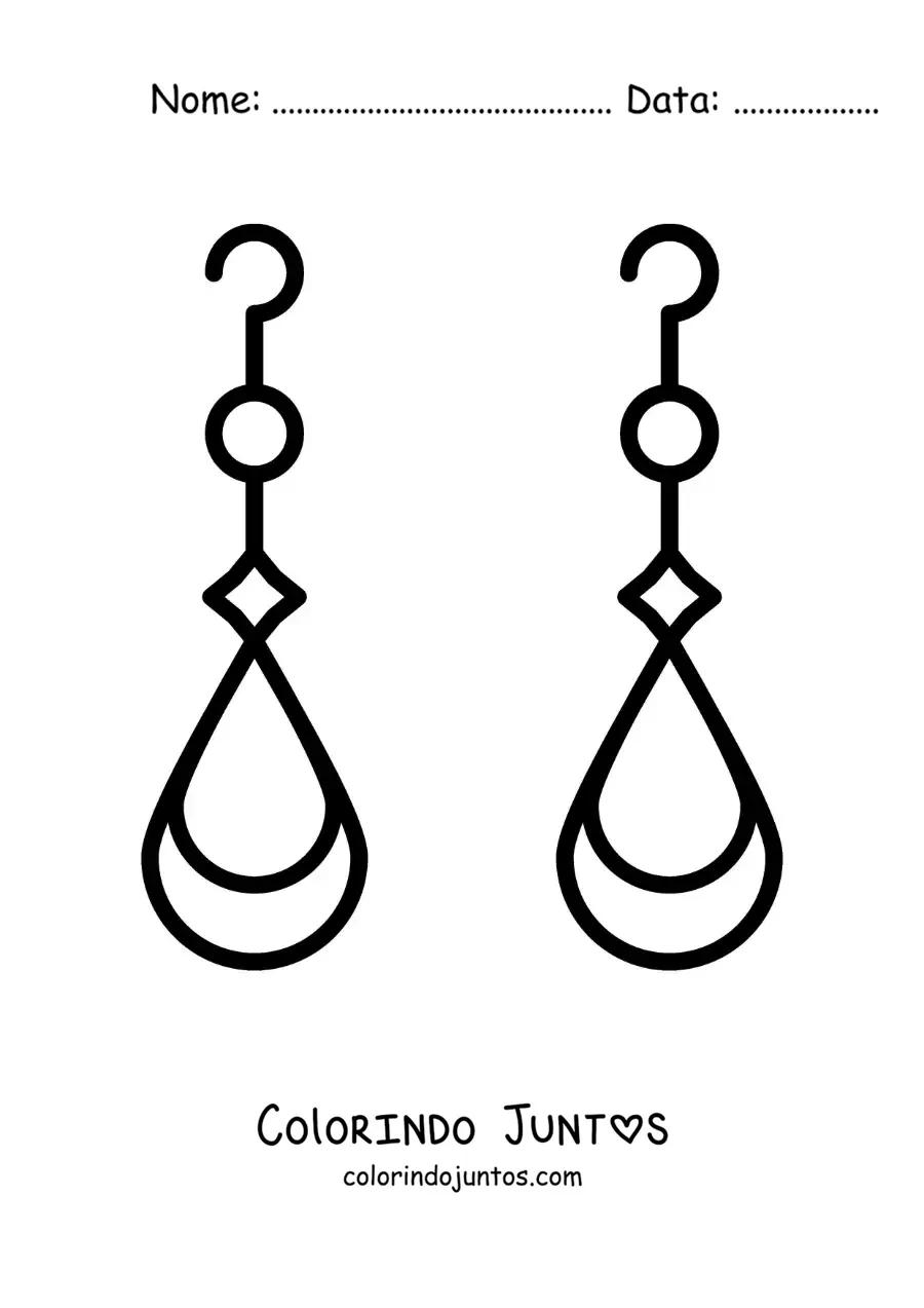 Desenho para colorir de brincos fáceis