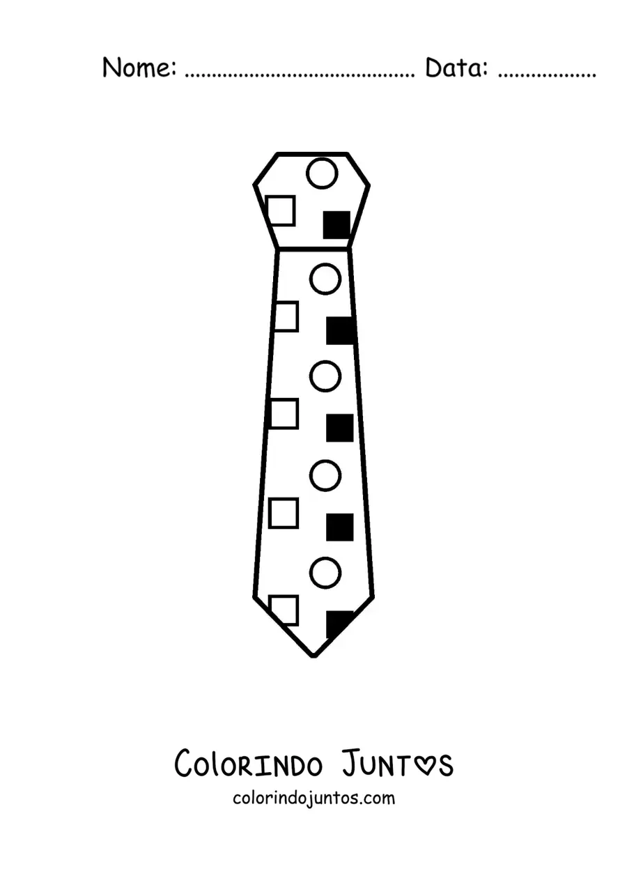Desenho para colorir de gravata divertida com estampa geométrica