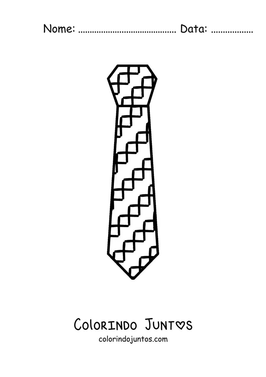 Desenho para colorir de gravata fácil com estampa xadrez