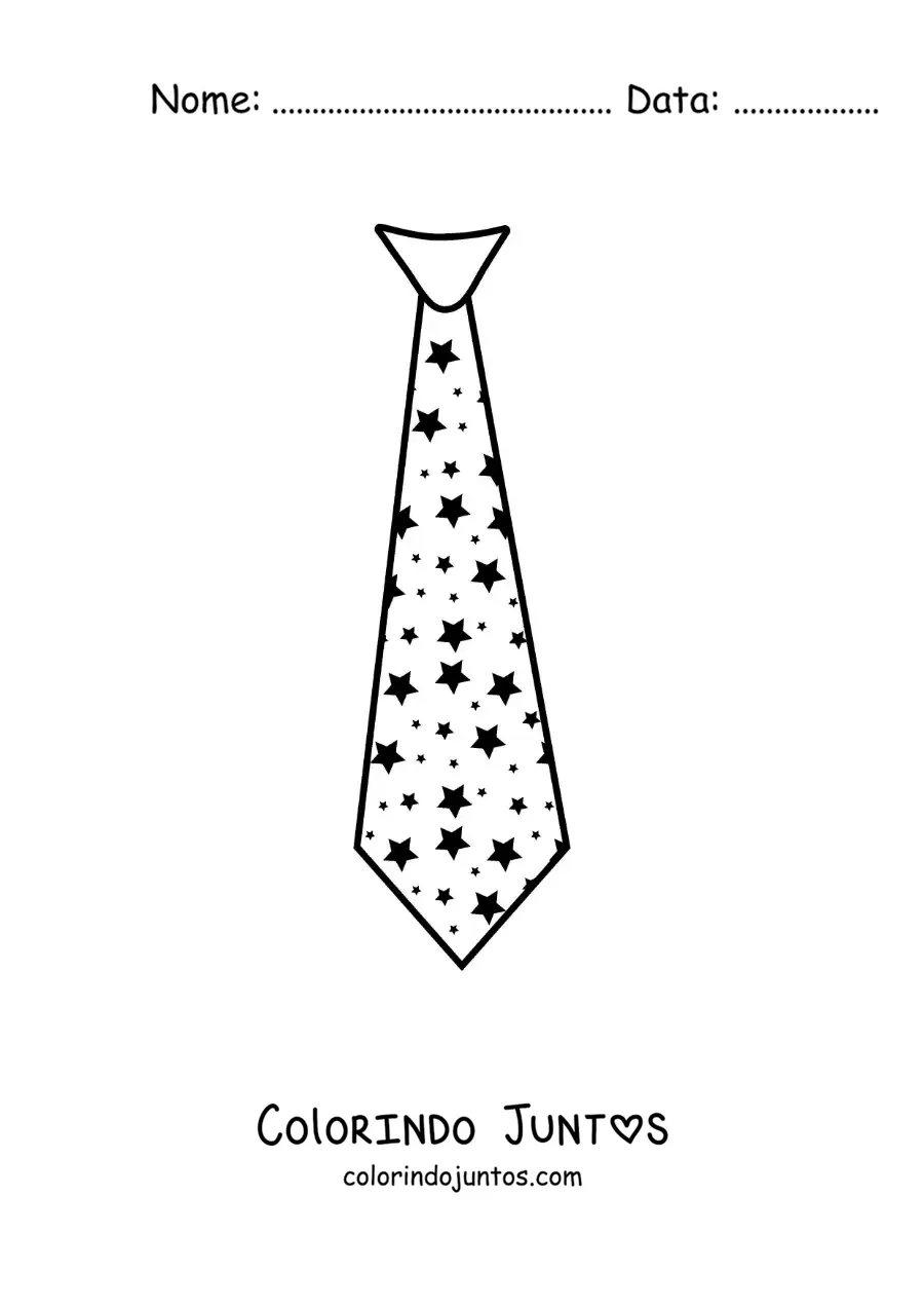 Desenho para colorir de gravata com estampa de estrelas