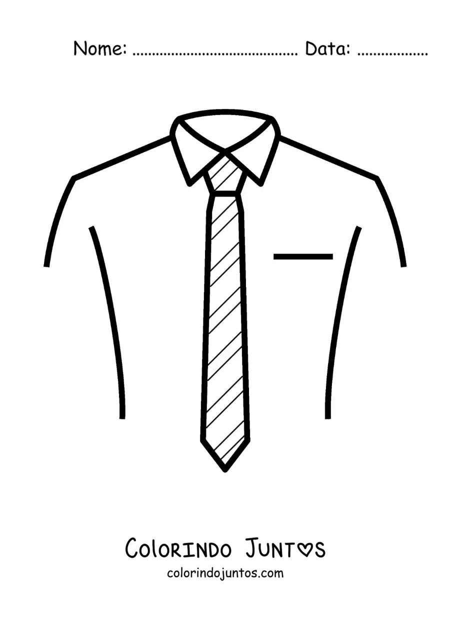 Desenho para colorir de camisa e gravata de listras