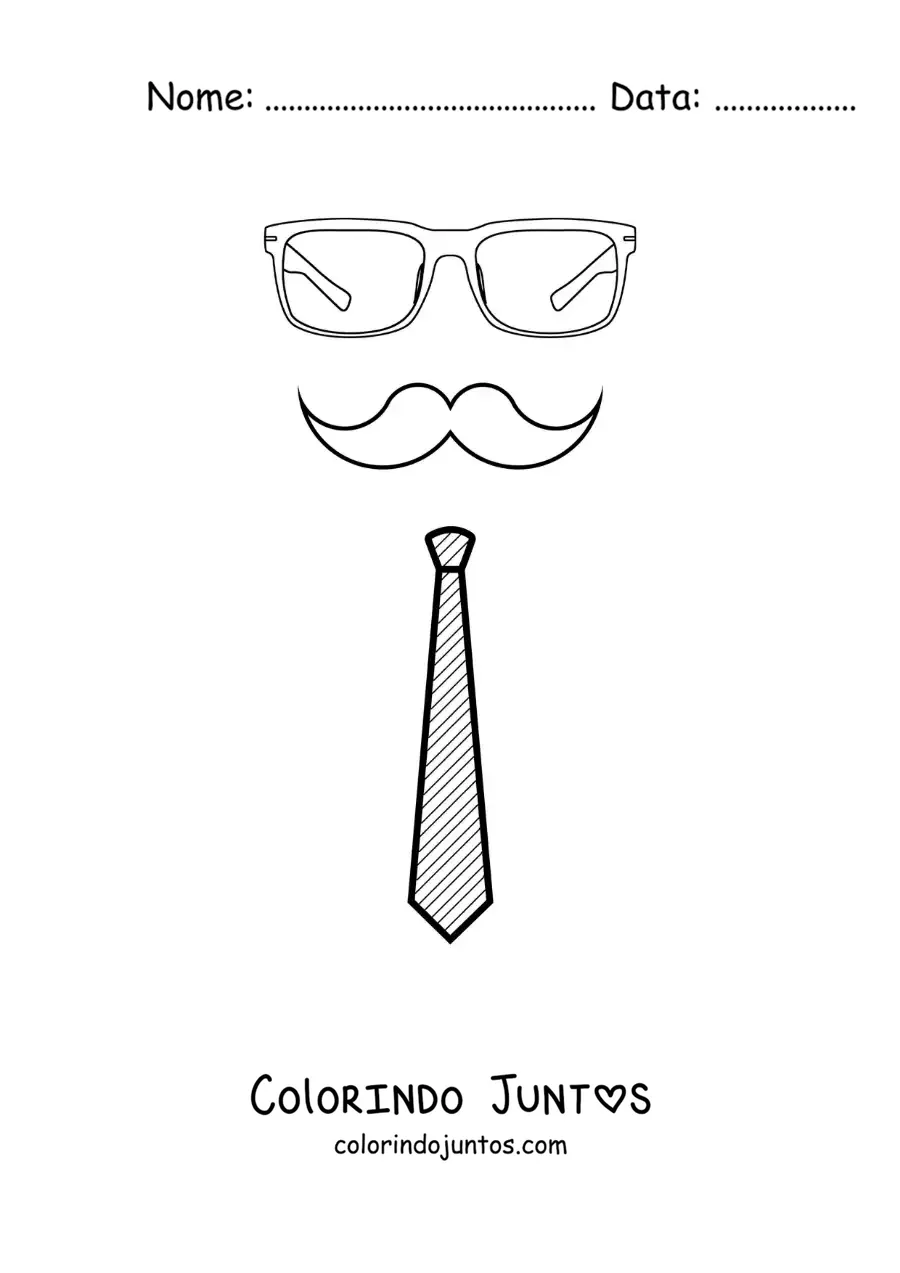 Desenho para colorir de gravata e bigodes
