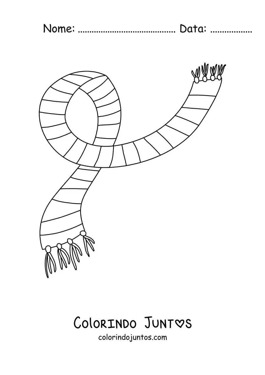 Desenho para colorir de cachecol infantil listrado