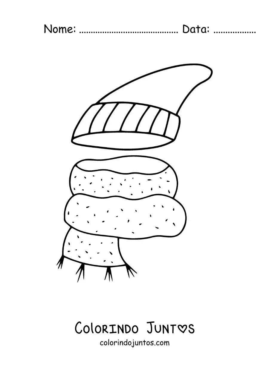 Desenho para colorir de cachecol e gorro