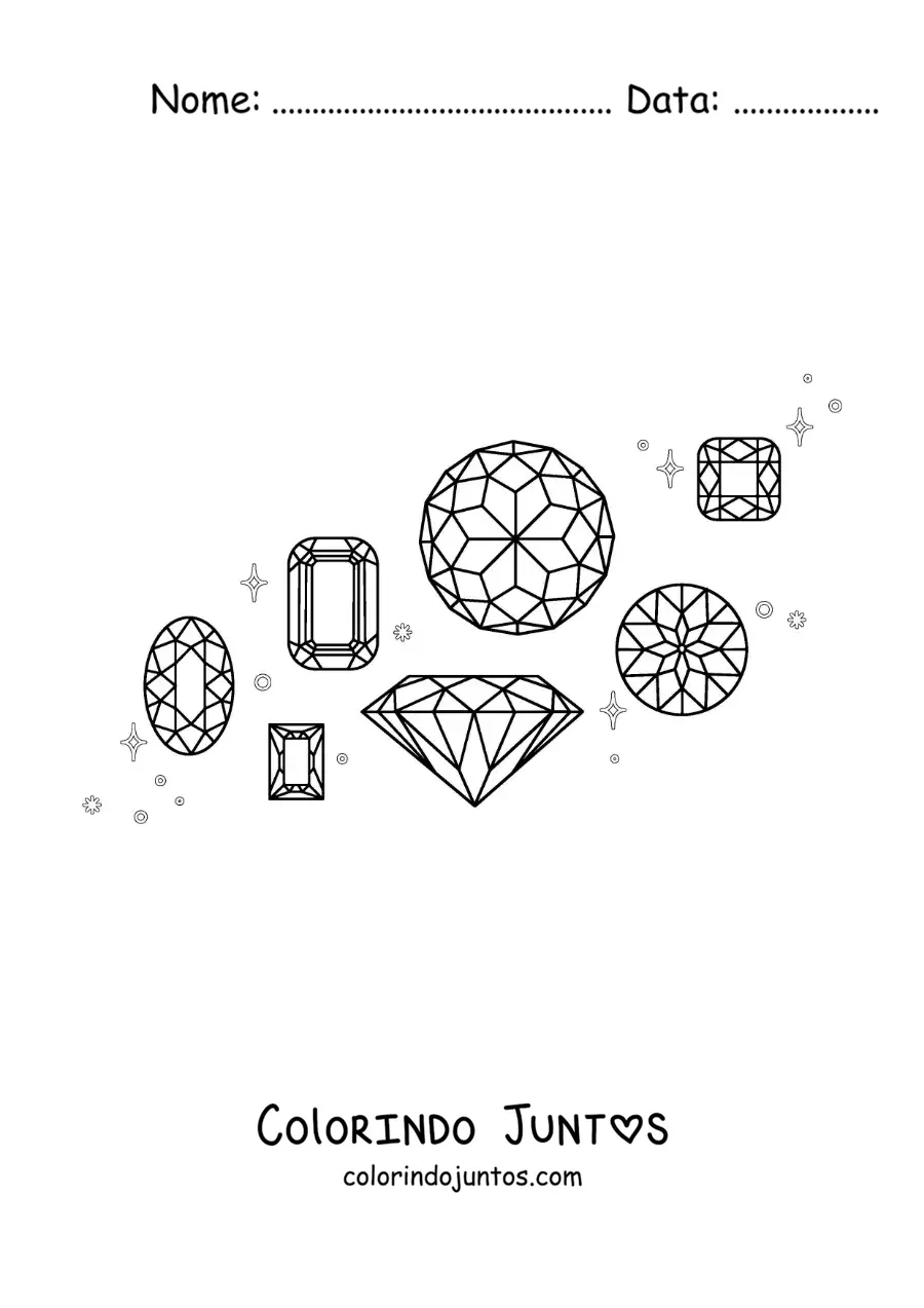 Desenho para colorir de gemas de cristal