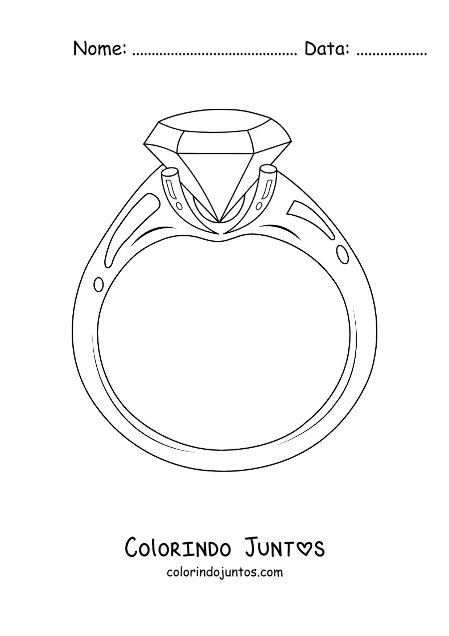 Desenho para colorir de anel com um diamante