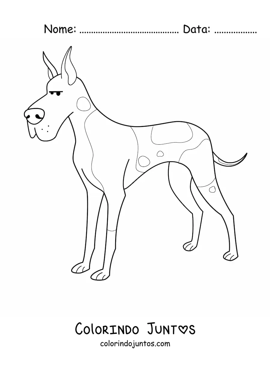 Desenho para colorir de um dogue alemão