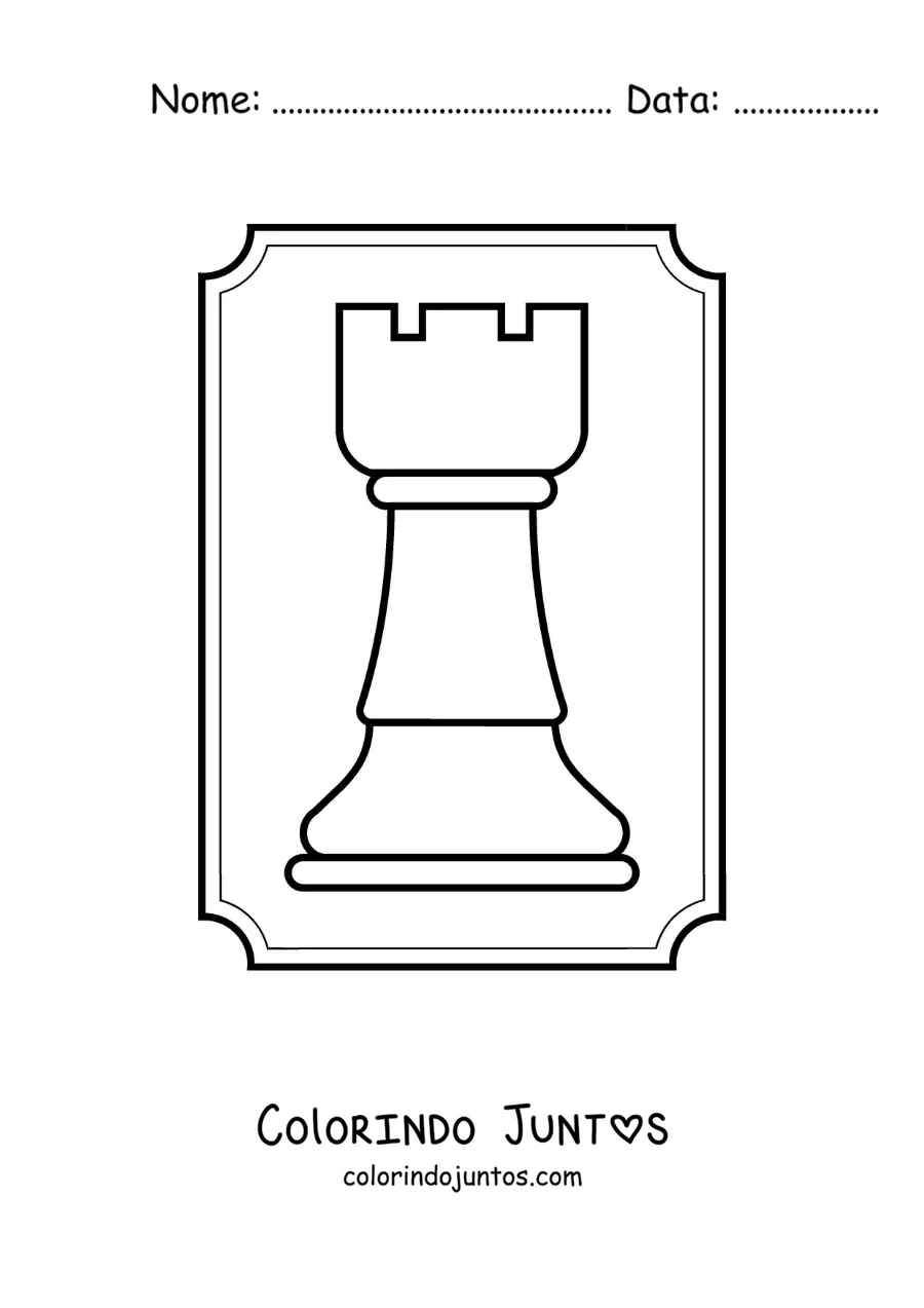 Desenho para colorir de peça da torre do xadrez