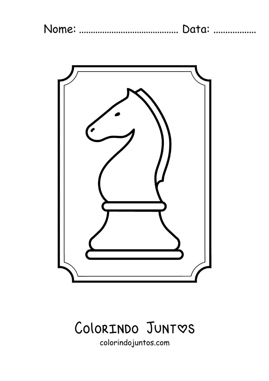 Desenho para colorir de peça do cavalo do xadrez