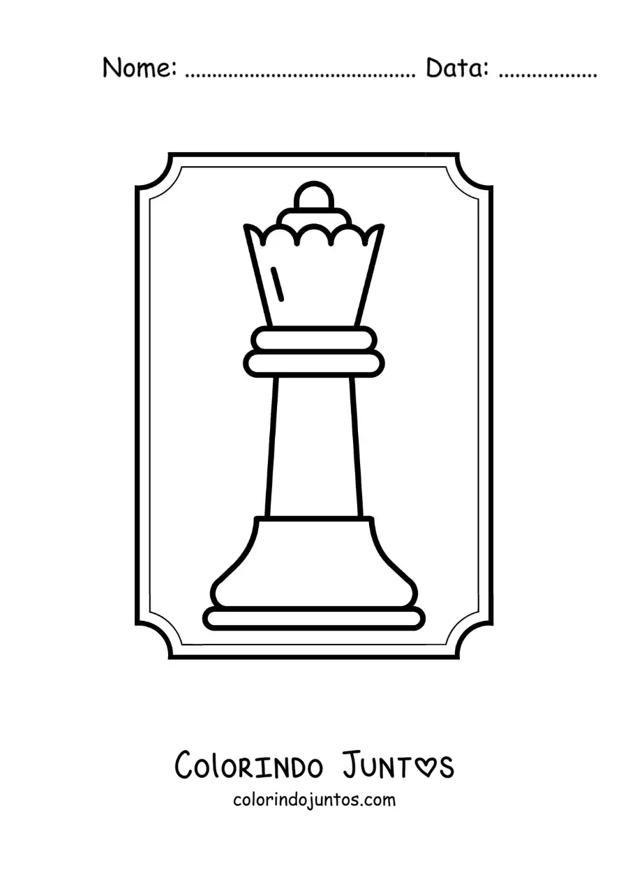 Desenho para colorir de peça da rainha do xadrez