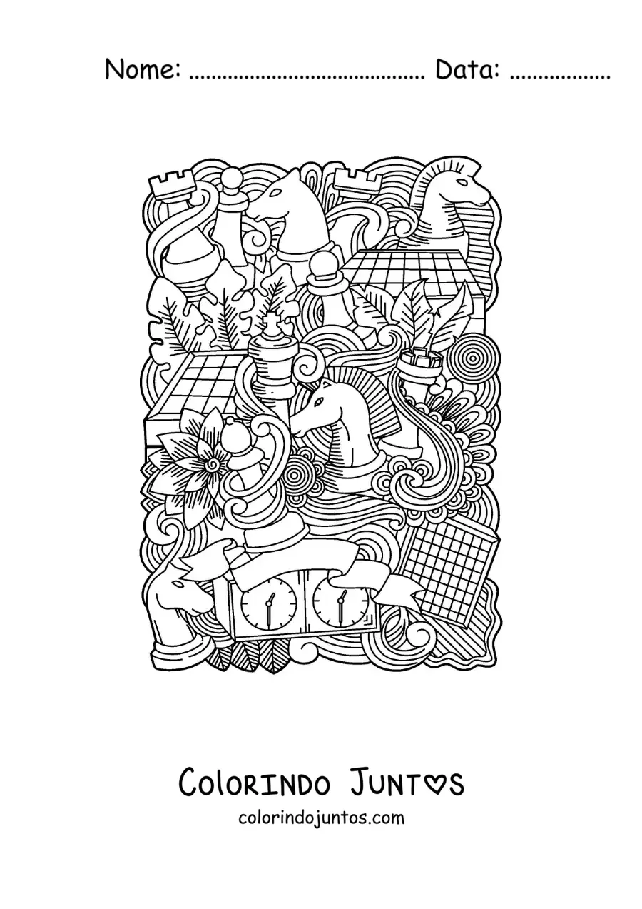 Desenho para colorir de arte de xadrez