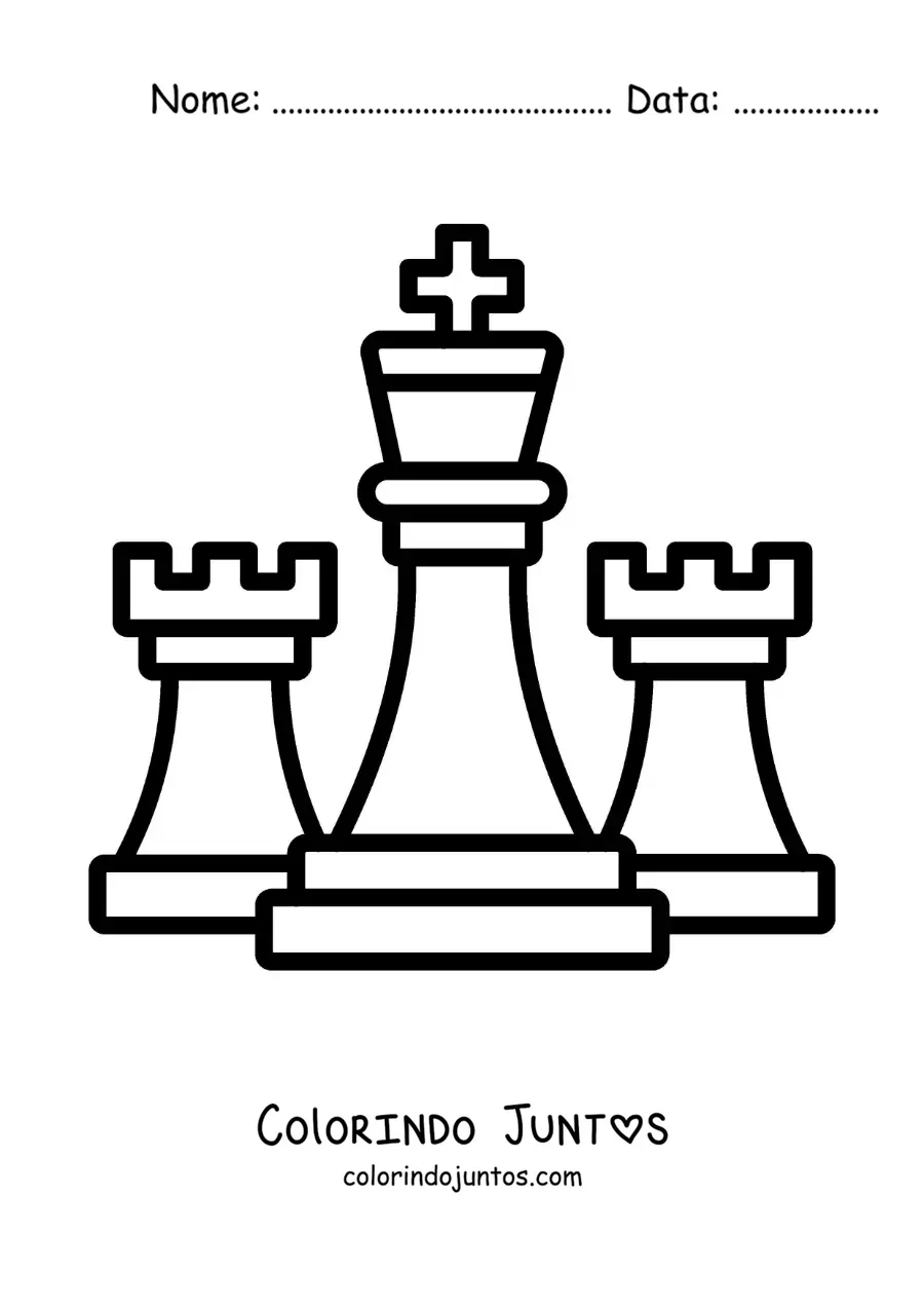 Desenho para colorir de 3 peças de xadrez