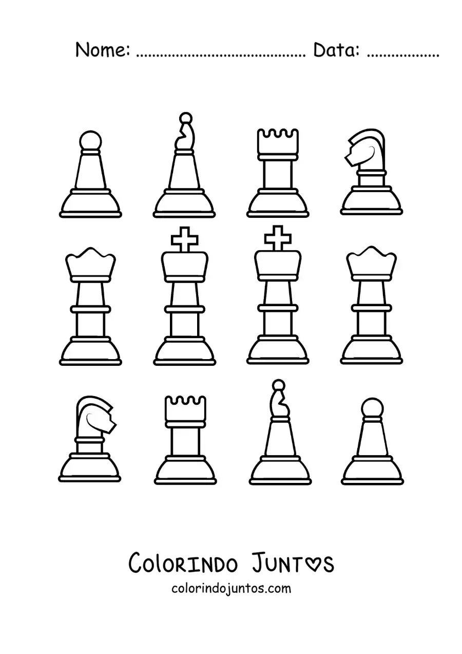 Desenho para colorir de peças de xadrez